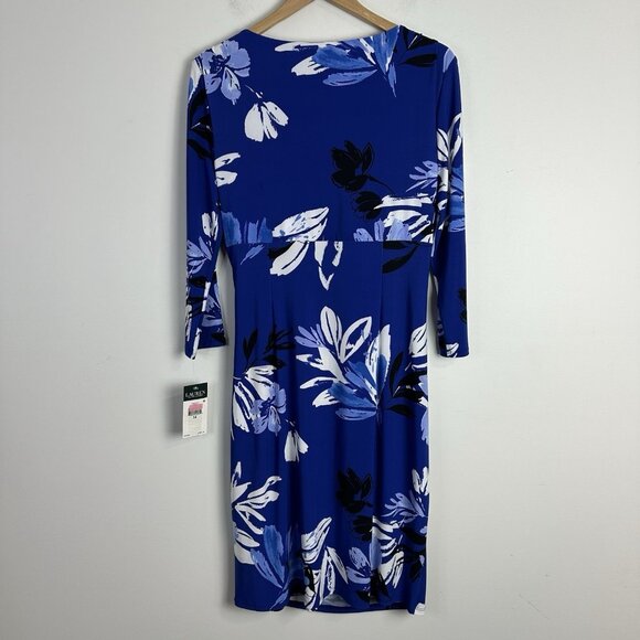 Lauren Ralph Lauren Women's Multicolor‎ Floral Faux Wrap Dress Size 12 NWT - Picture 6 of 10